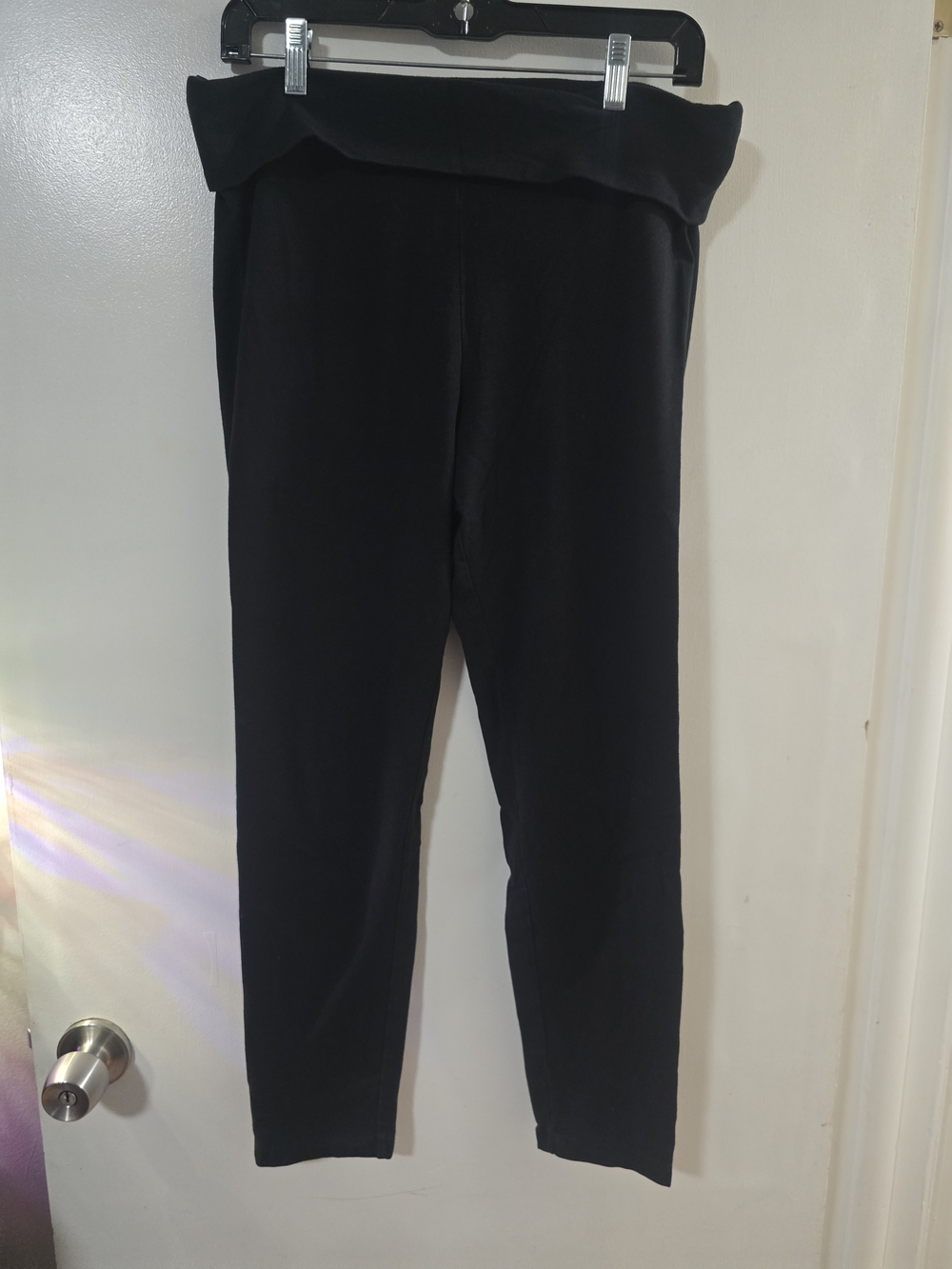 Victoria’s Secret Black Fold Over Yoga Leggings VS Logo Waist Women’s Large